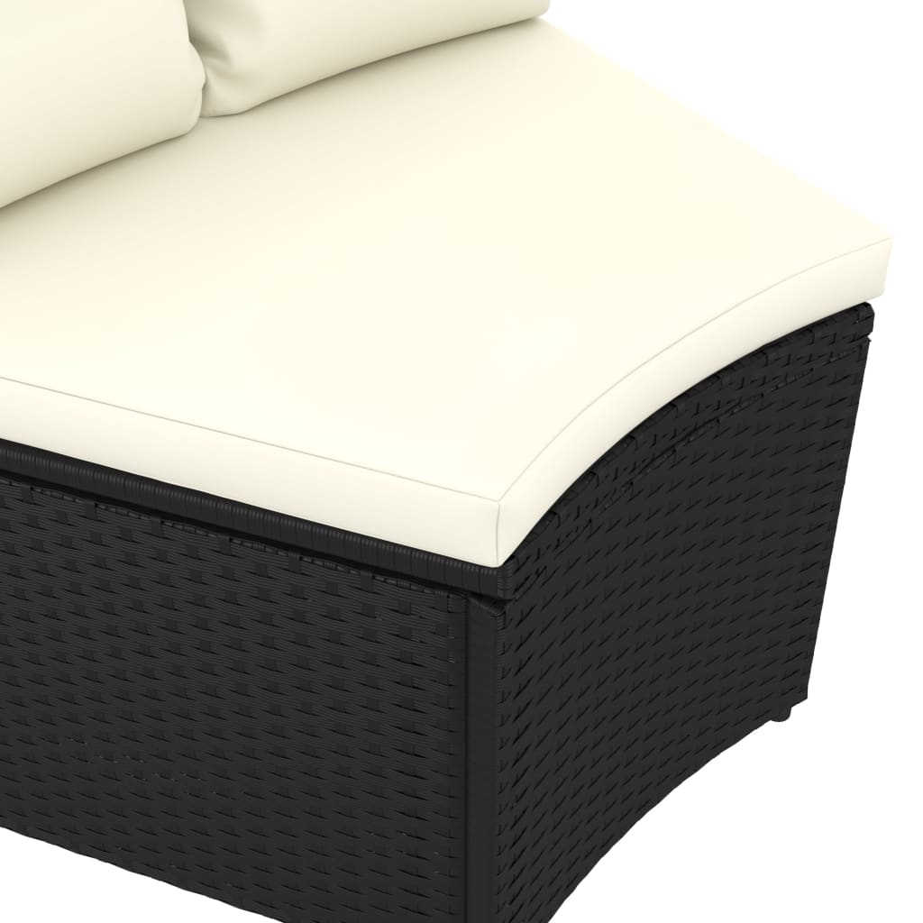 5-dijelni set vrtnih sofa od poliratana s jastucima crni