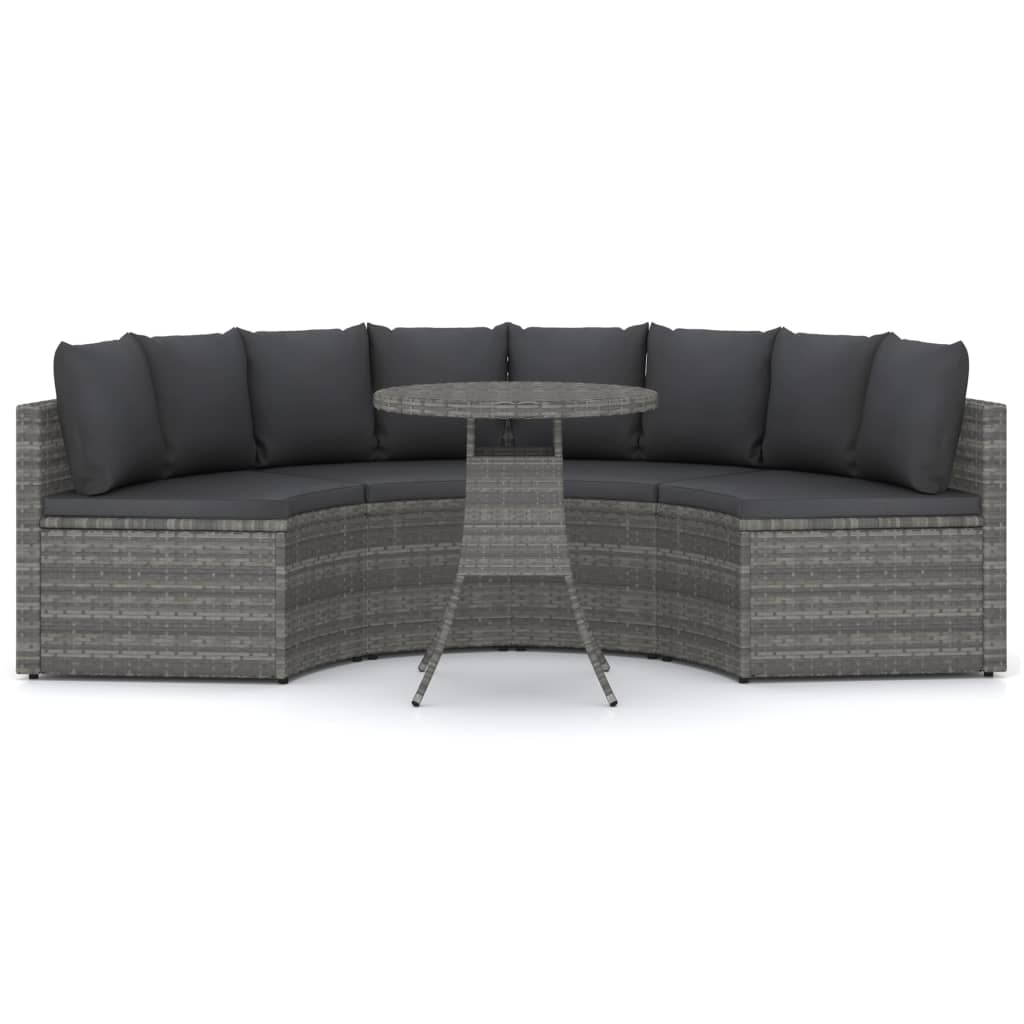 5-dijelni set vrtnih sofa od poliratana s jastucima sivi