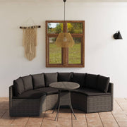 5-dijelni set vrtnih sofa od poliratana s jastucima sivi