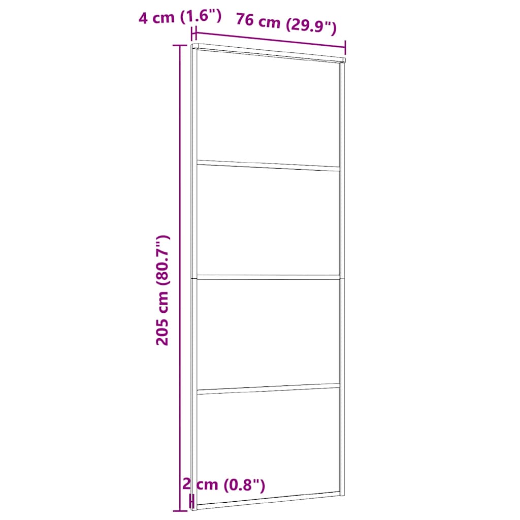 Klizna vrata od aluminija i stakla ESG 76 x 205 cm crna