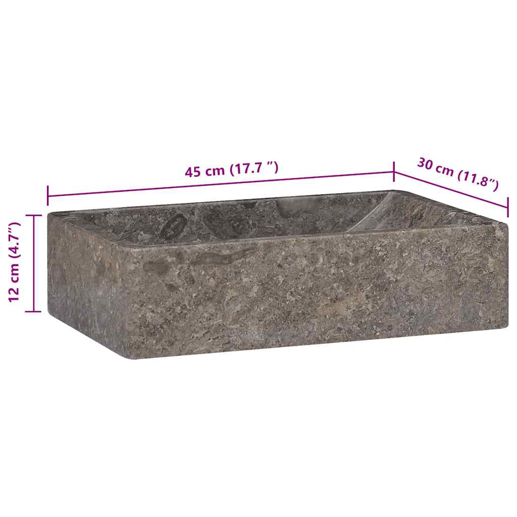 Umivaonik 45 x 30 x 12 cm mramorni visoki sjaj sivi
