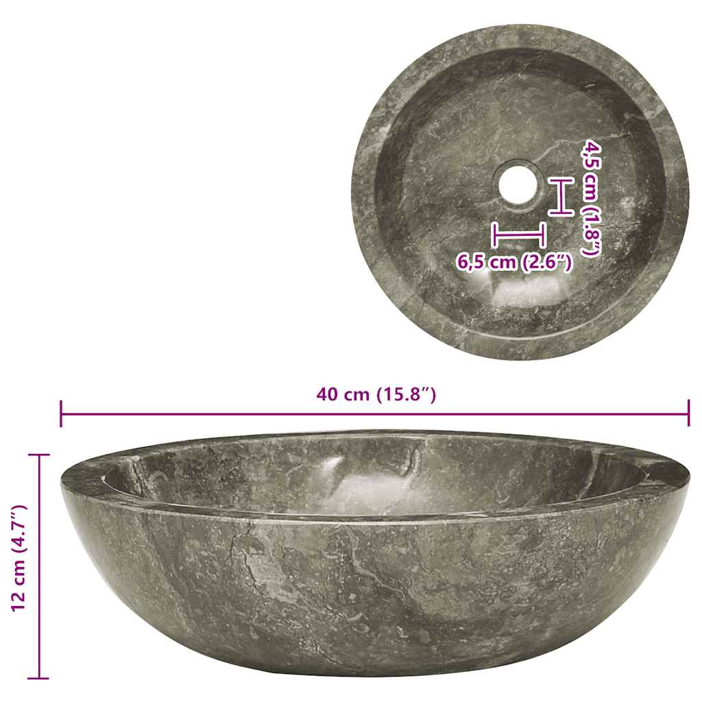 Umivaonik sivi Ø 40 x 12 cm mramorni