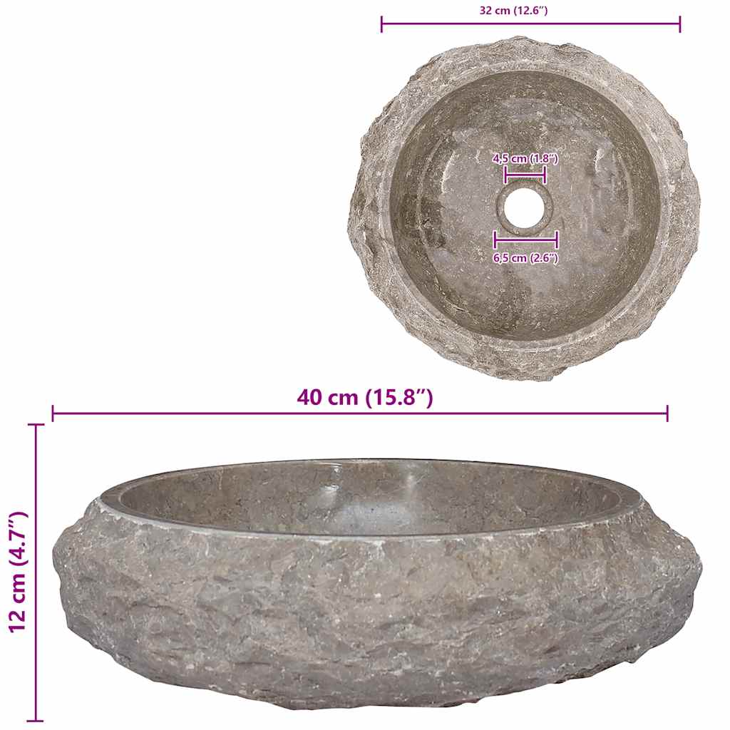 Umivaonik sivi Ø 40 x 12 cm mramorni
