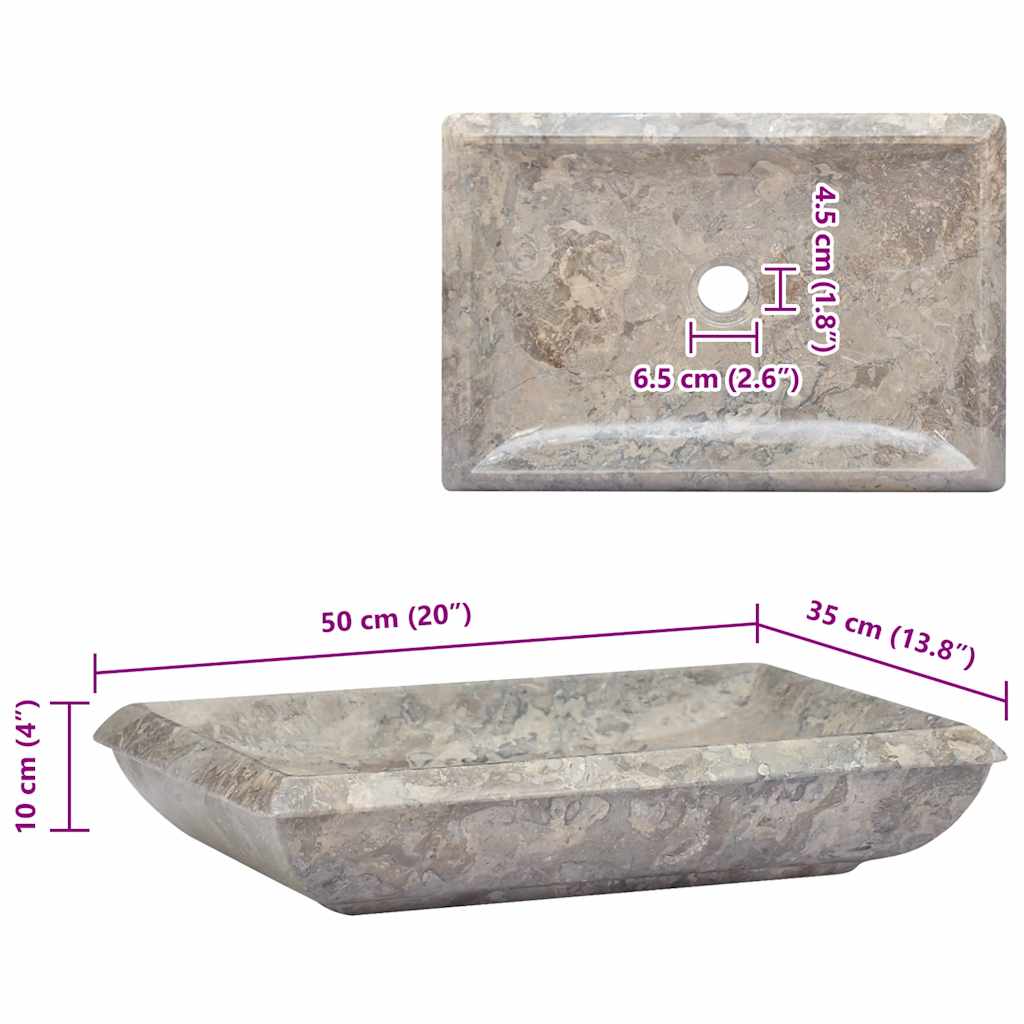 Umivaonik sivi 50 x 35 x 10 cm mramorni