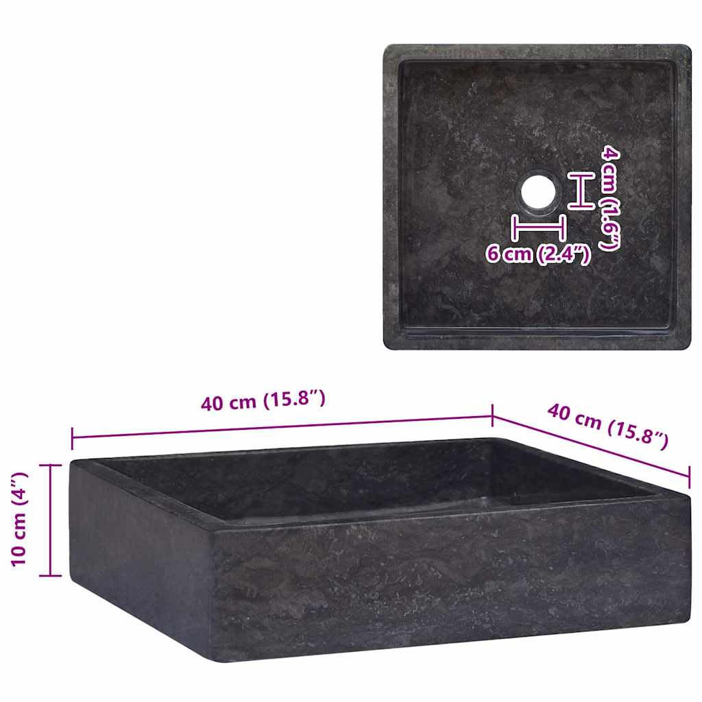 Umivaonik crni 40 x 40 x 10 cm mramorni