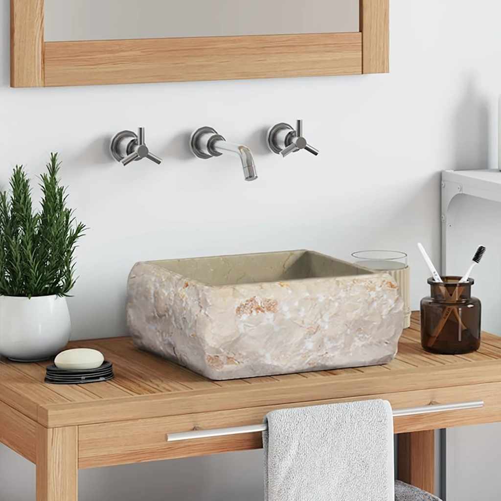 Umivaonik krem 30 x 30 x 13 cm mramorni