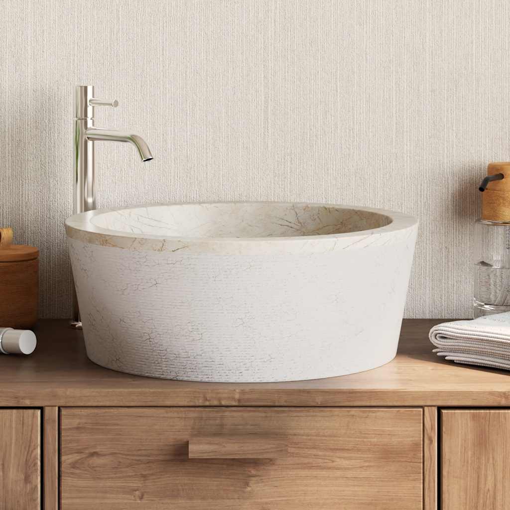 Umivaonik krem Ø 40 x 15 cm mramorni