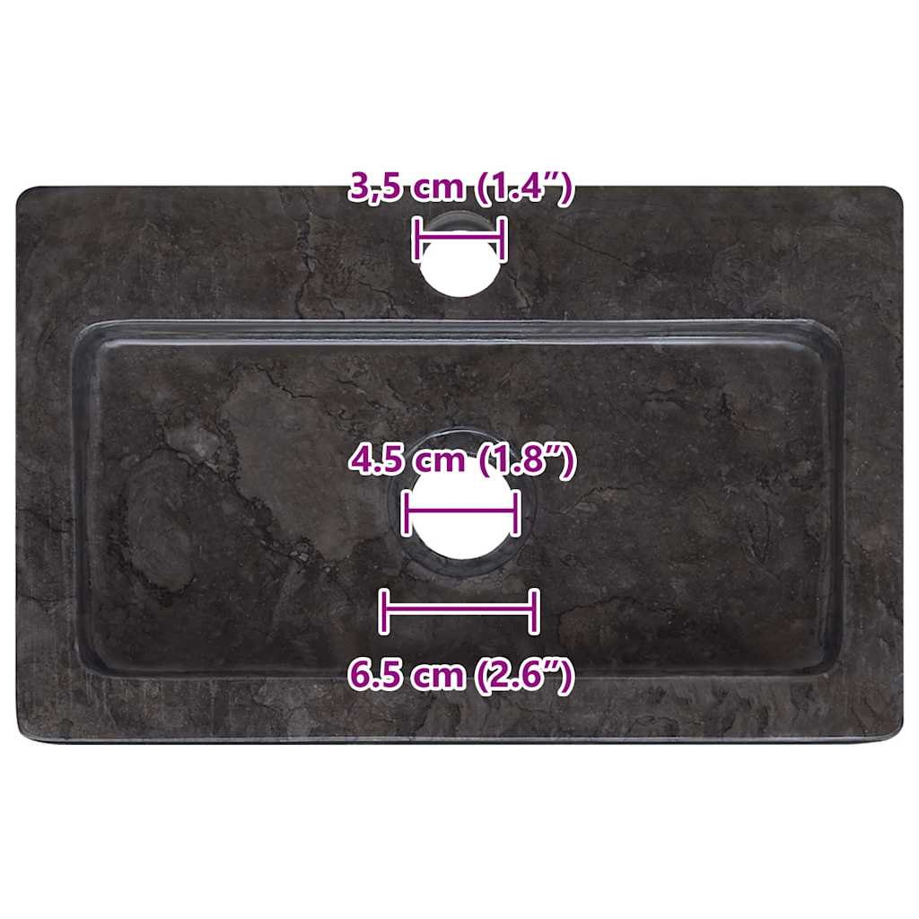 Zidni umivaonik crni 38 x 24 x 6,5 cm mramorni