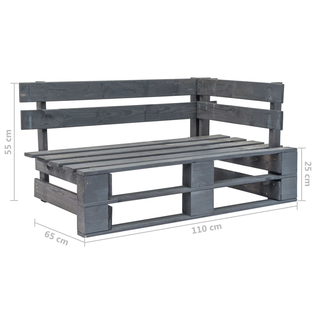 Kutna vrtna sofa od paleta od sivo impregnirane borovine