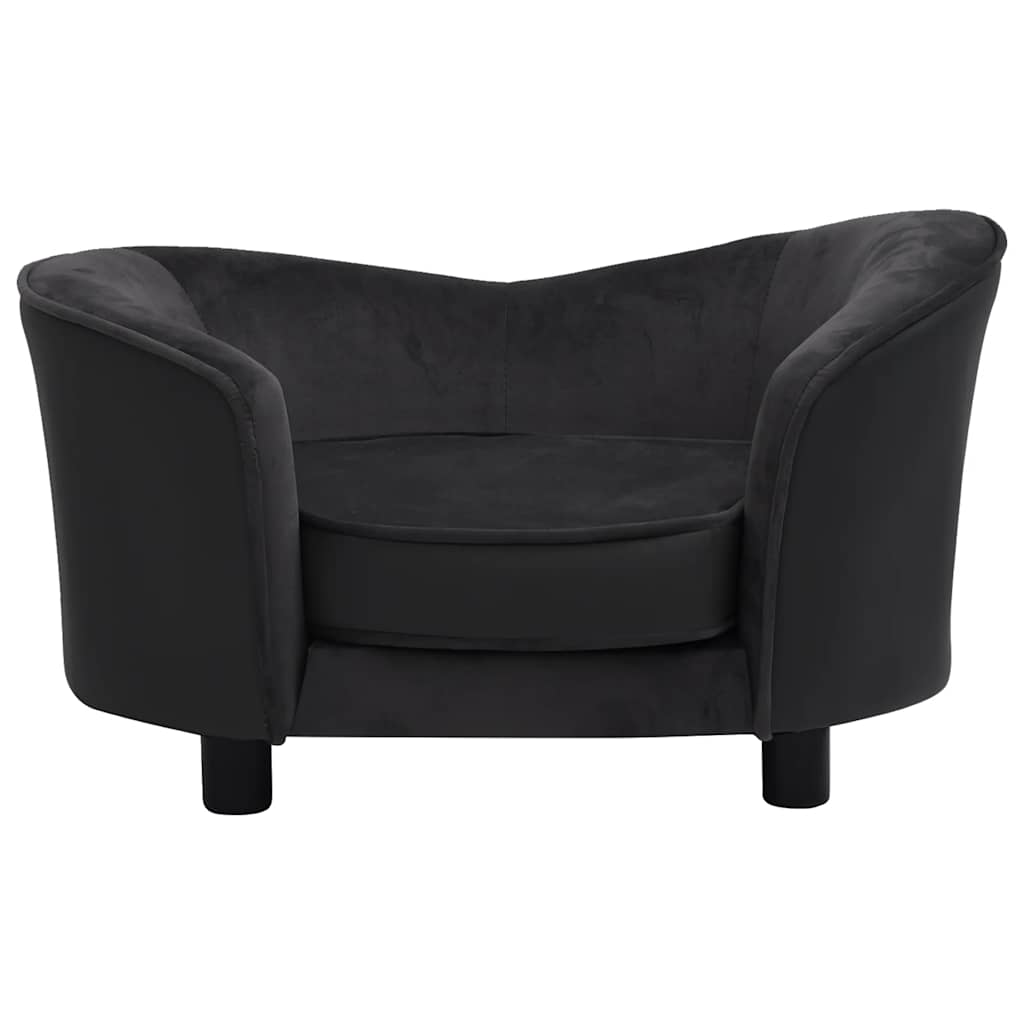 Sofa za pse crna 69 x 49 x 40 cm od pliša i umjetne kože