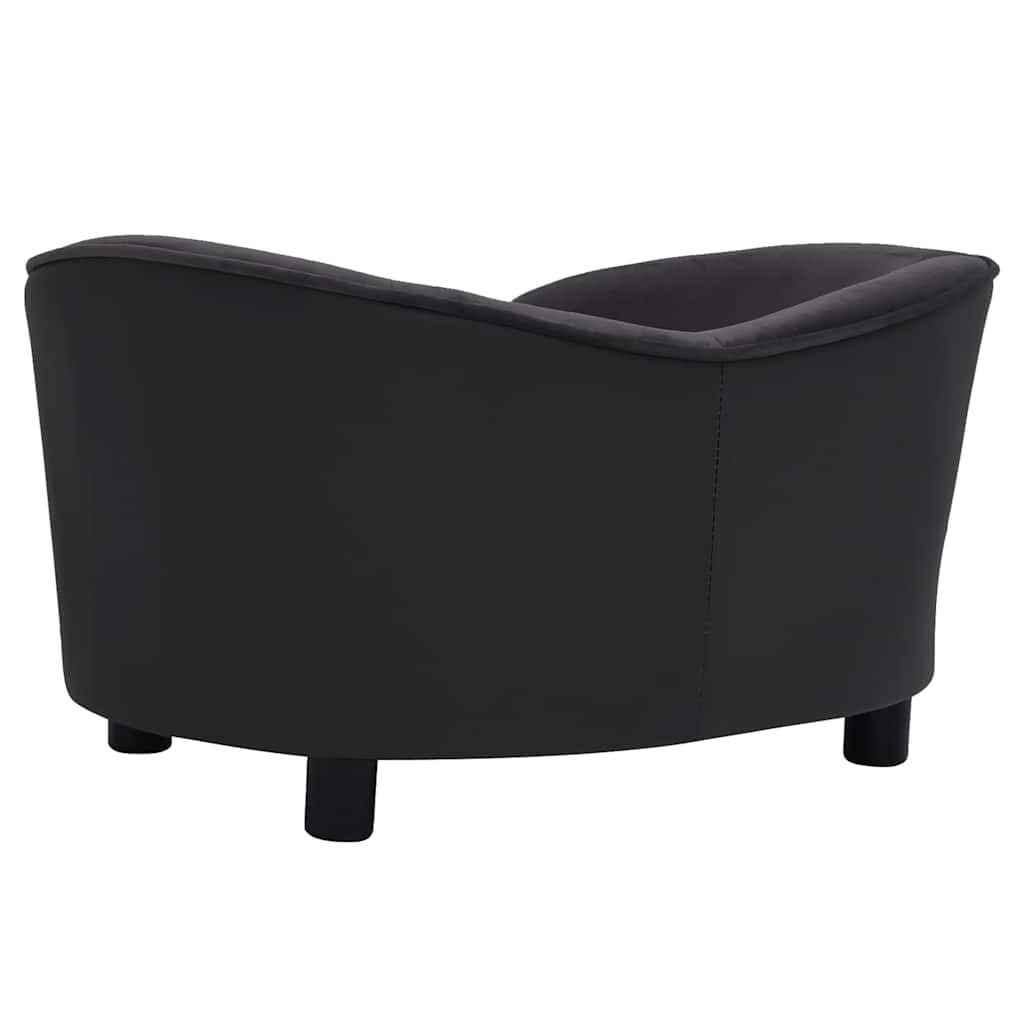 Sofa za pse crna 69 x 49 x 40 cm od pliša i umjetne kože