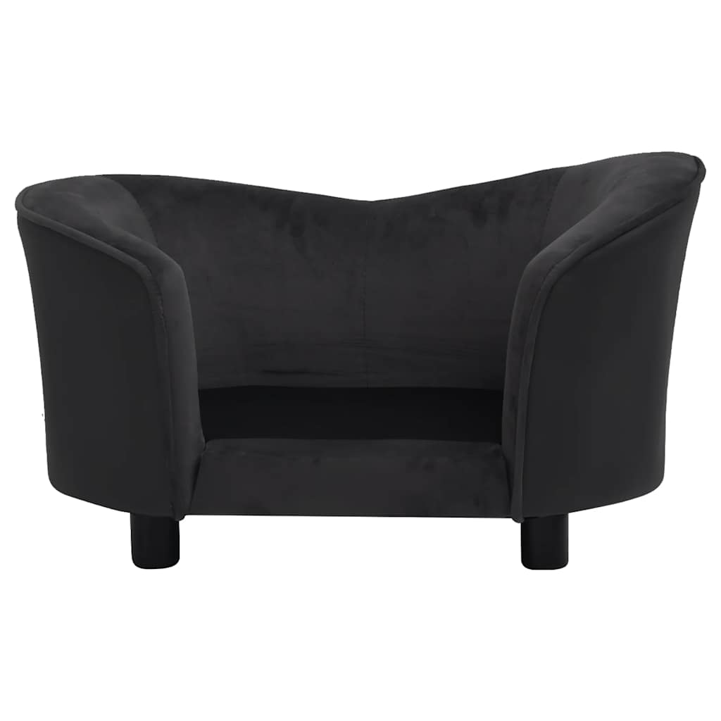 Sofa za pse crna 69 x 49 x 40 cm od pliša i umjetne kože