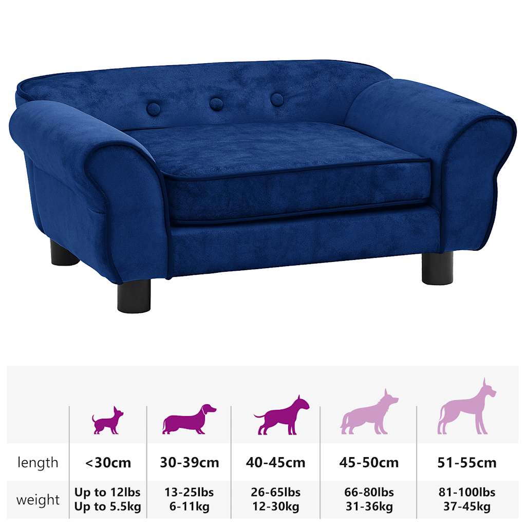 Sofa za pse plava 72 x 45 x 30 cm plišana