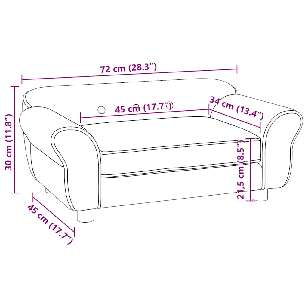 Sofa za pse krem 72 x 45 x 30 cm plišana