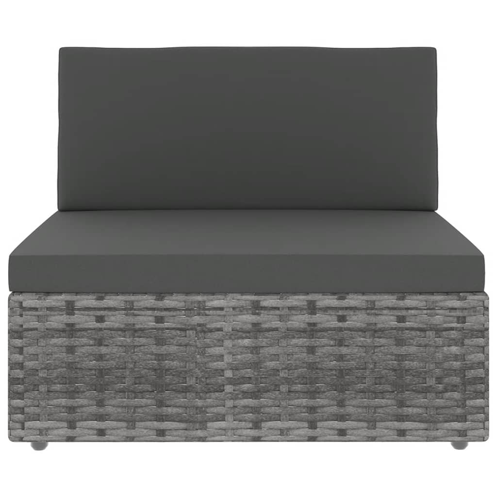 7-dijelna vrtna garnitura od poliratana s jastucima siva