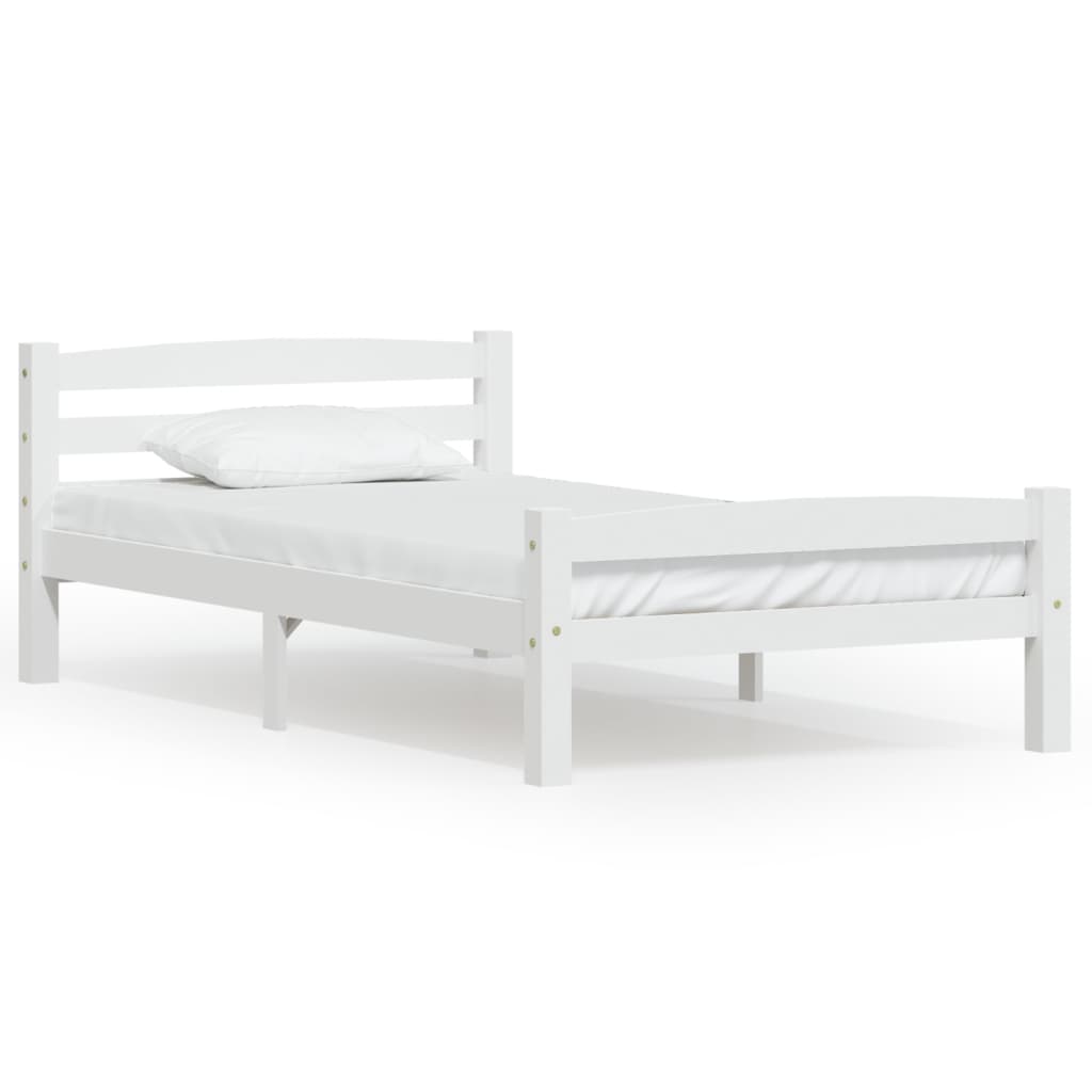Okvir za krevet od masivne borovine bijeli 100 x 200 cm