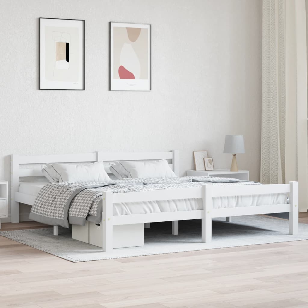 Okvir za krevet od masivne borovine bijeli 180 x 200 cm