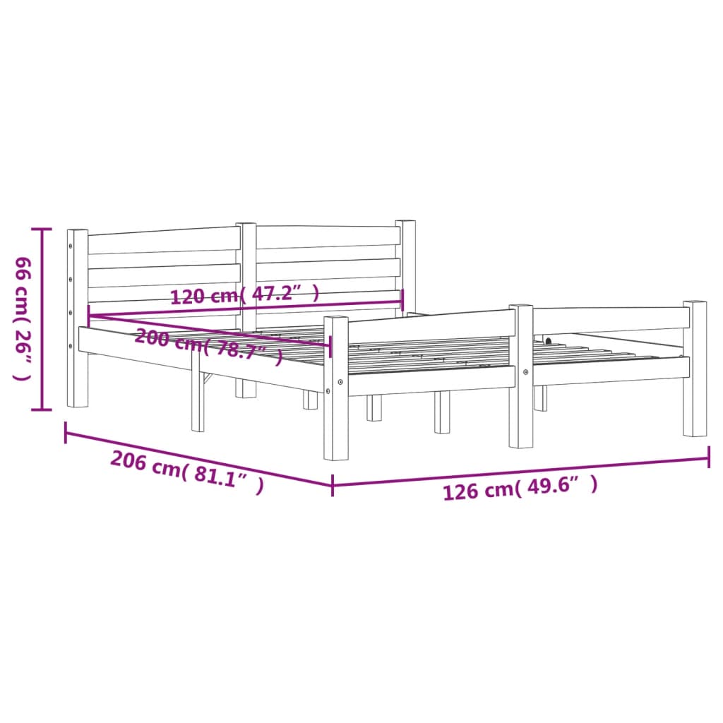 Okvir za krevet od masivne borovine boja meda 120 x 200 cm