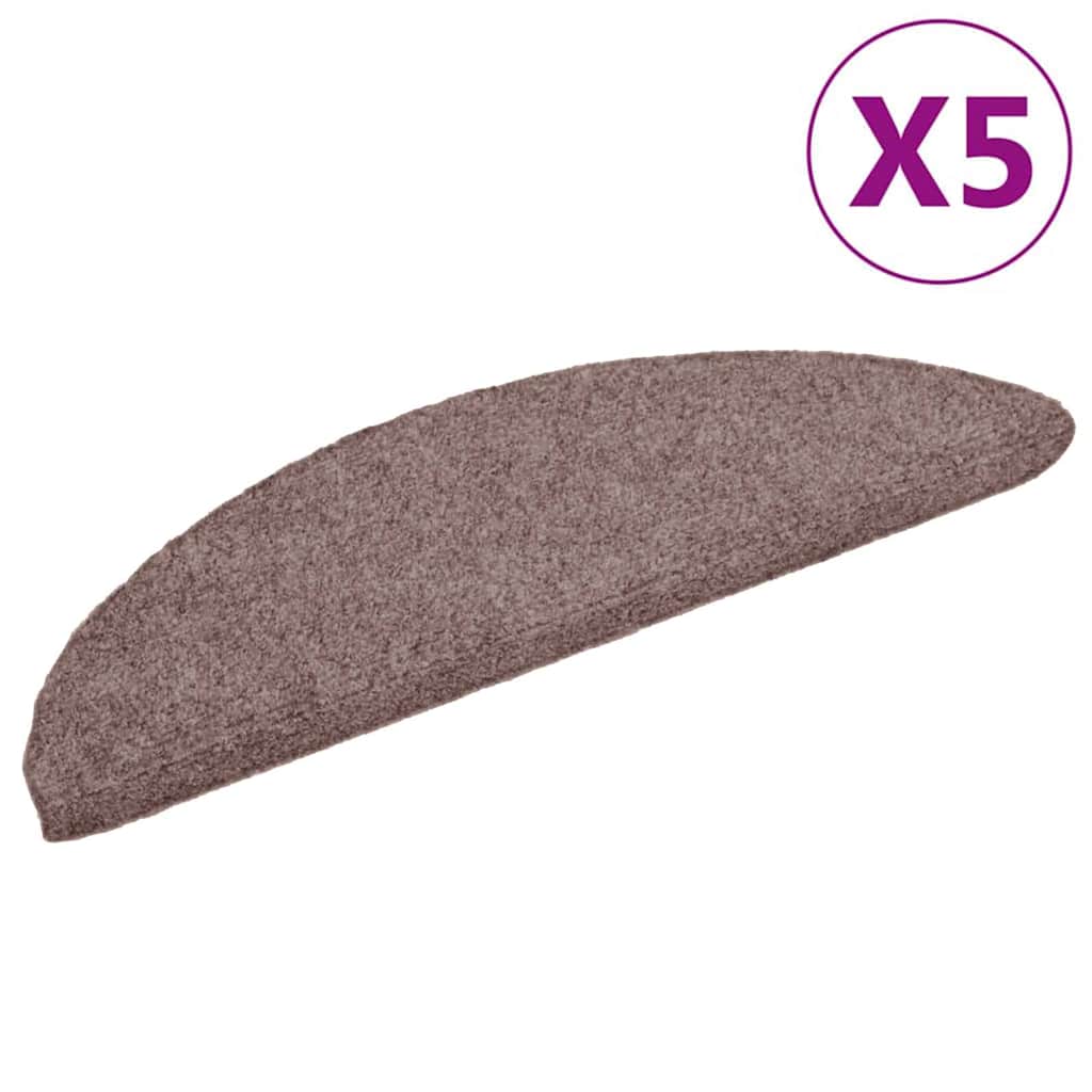Prostirke za stepenice, samoljepljive, 5 kom, 56x17x3 cm, svijetlosmeđe, poluokrugle