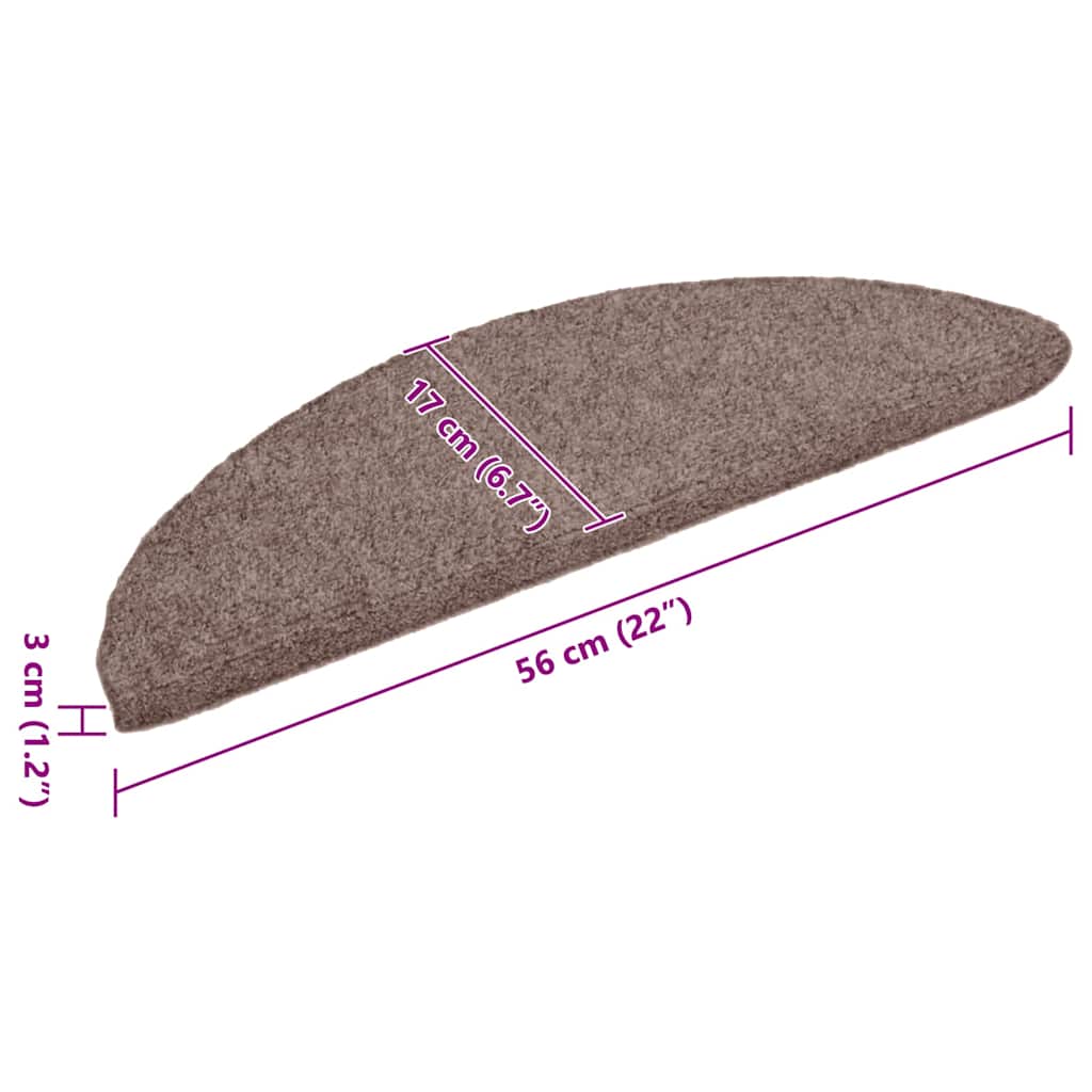 Prostirke za stepenice, samoljepljive, 5 kom, 56x17x3 cm, svijetlosmeđe, poluokrugle