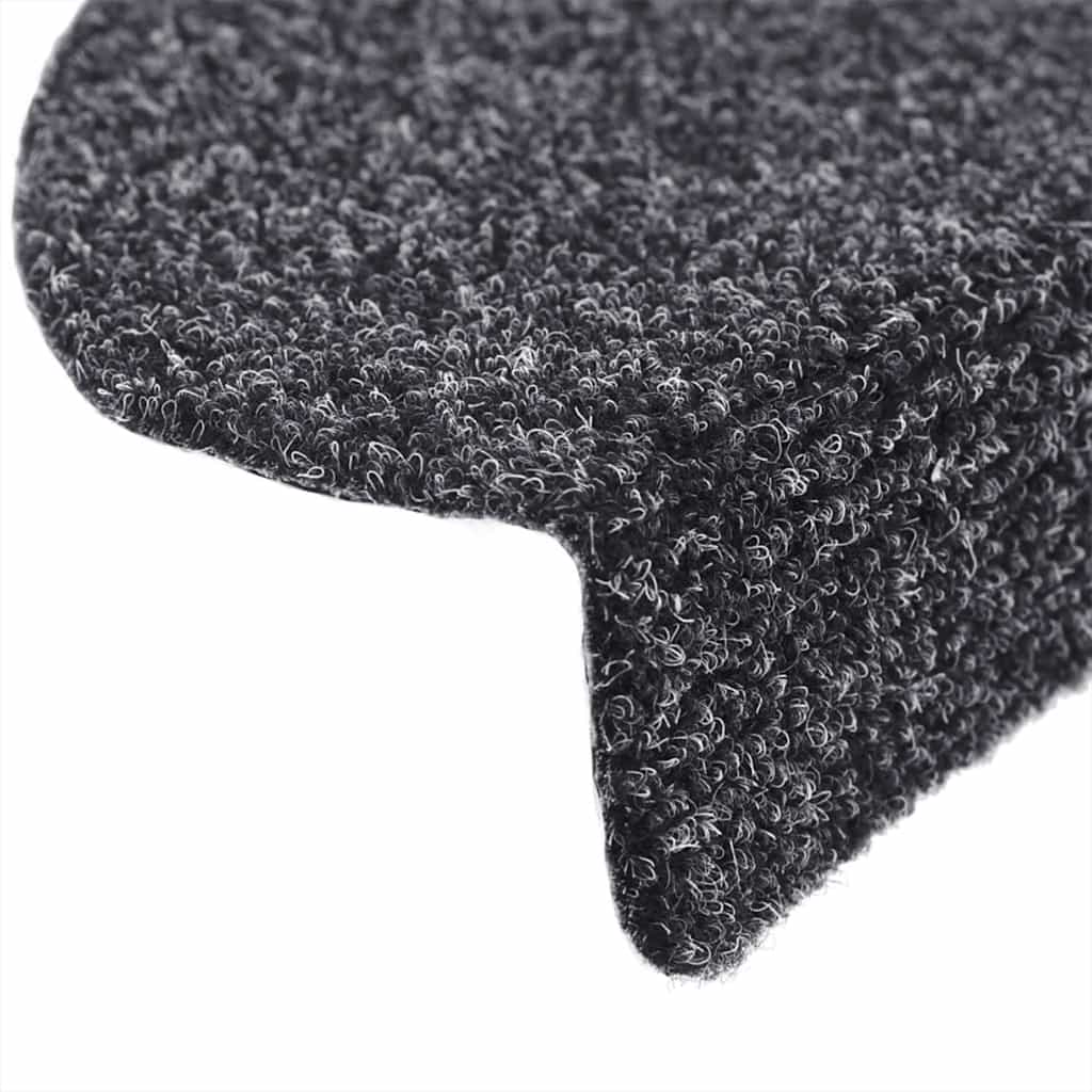 Prostirke za stepenice, samoljepljive, 10 kom, 56x17x3 cm, tamno sive, poluokrugle
