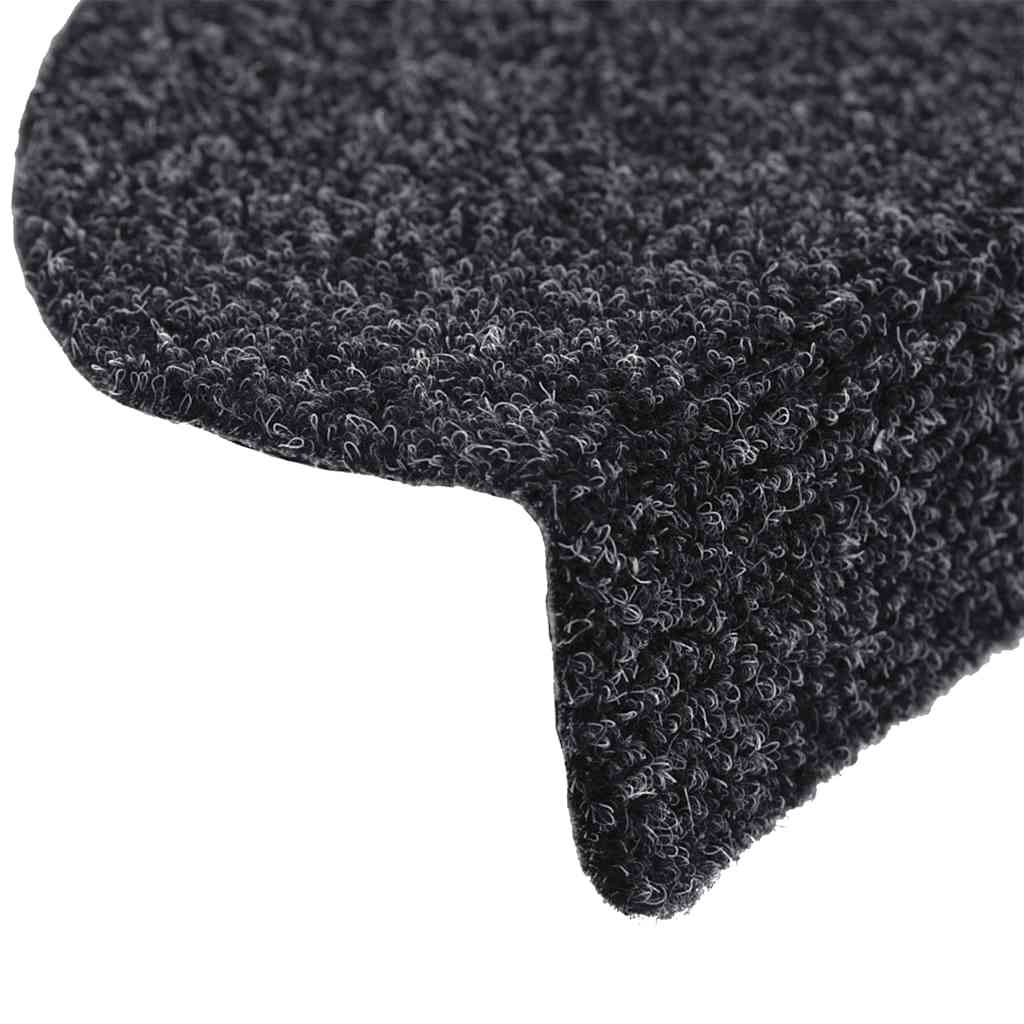 Prostirke za stepenice, samoljepljive, 10 kom, 56x17x3 cm, crne, poluokrugle