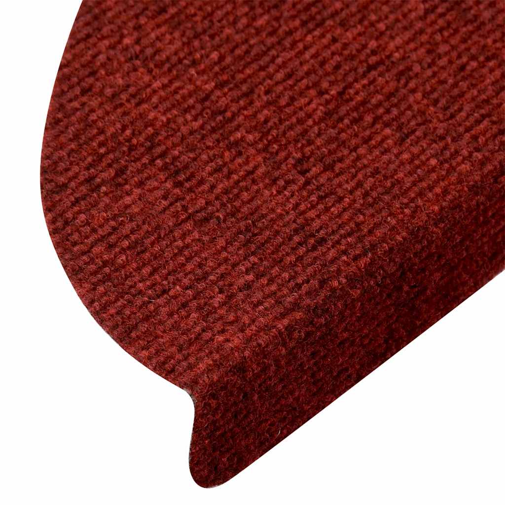 Prostirke za stepenice, samoljepljive, 10 kom, 56x17x3 cm, bordo crvene, poluokrugle