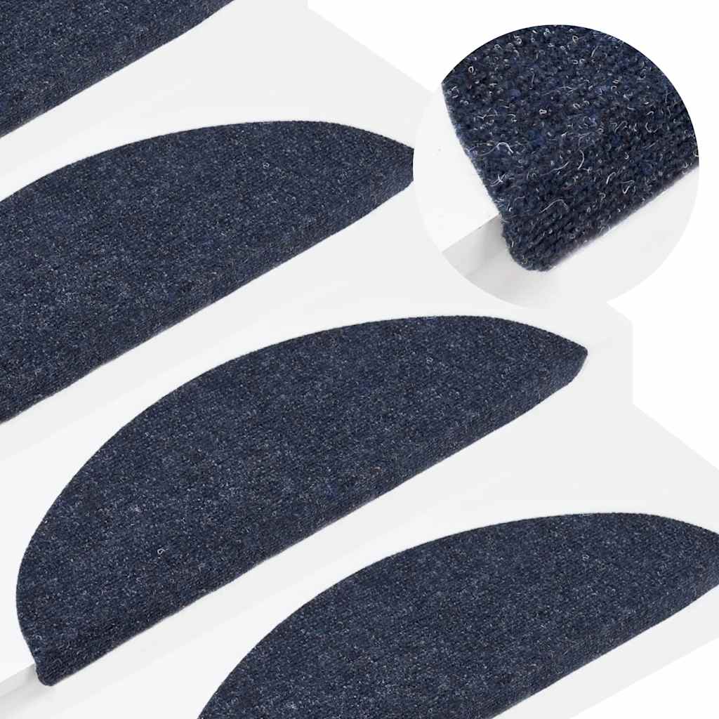 Prostirke za stepenice, samoljepljive, 5 kom, 56x17x3 cm, plave, poluokrugle