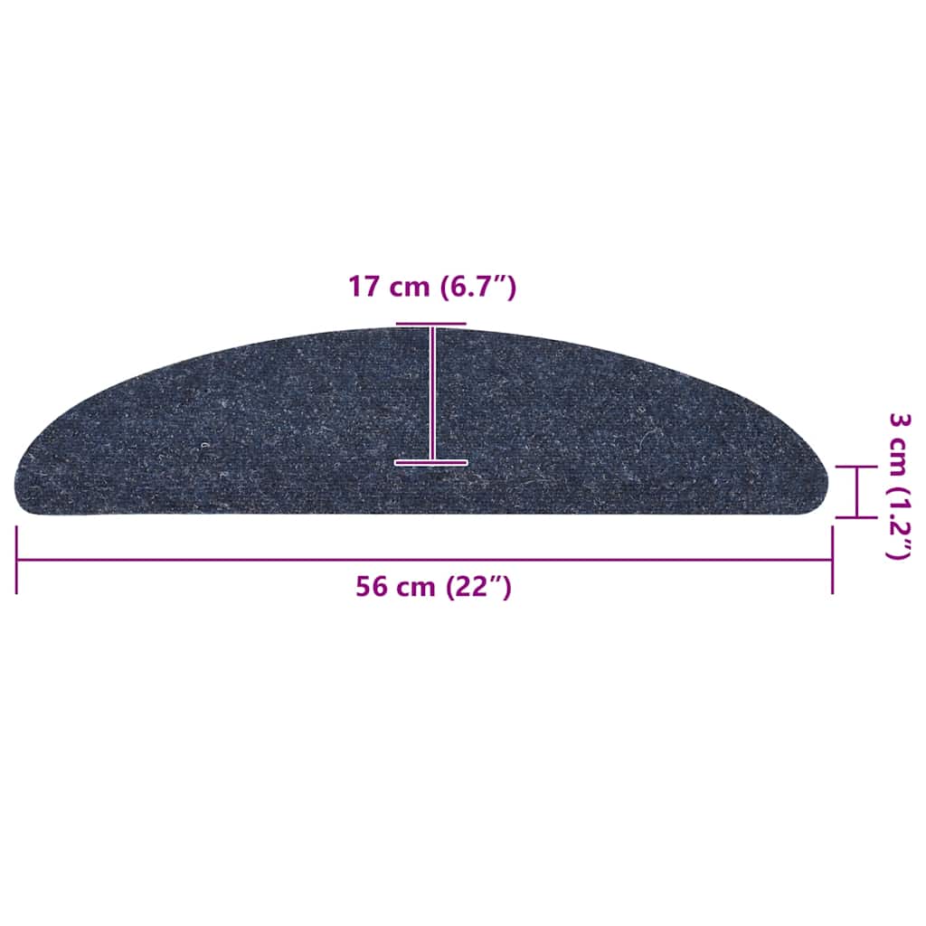 Prostirke za stepenice, samoljepljive, 5 kom, 56x17x3 cm, plave, poluokrugle