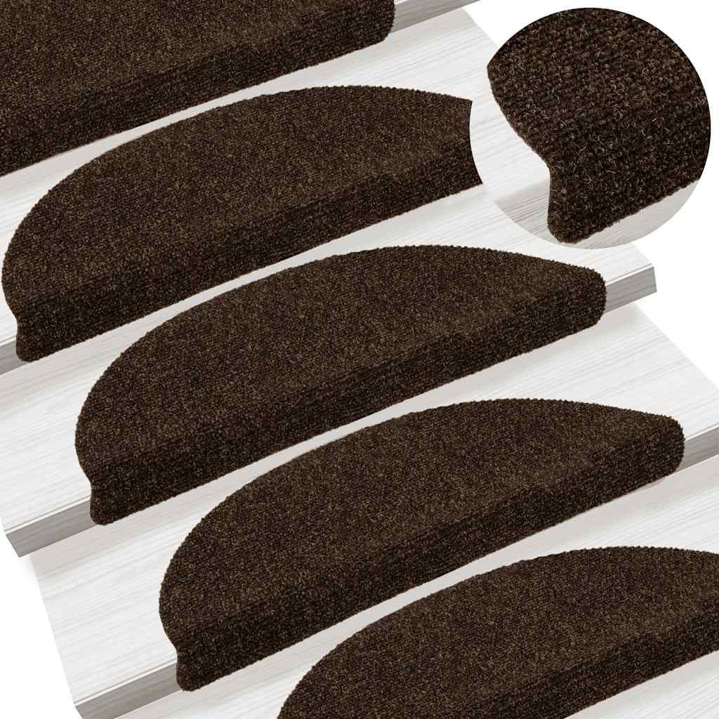 Prostirke za stepenice, samoljepljive, 5 kom, 56x17x3 cm, smeđe, poluokrugle