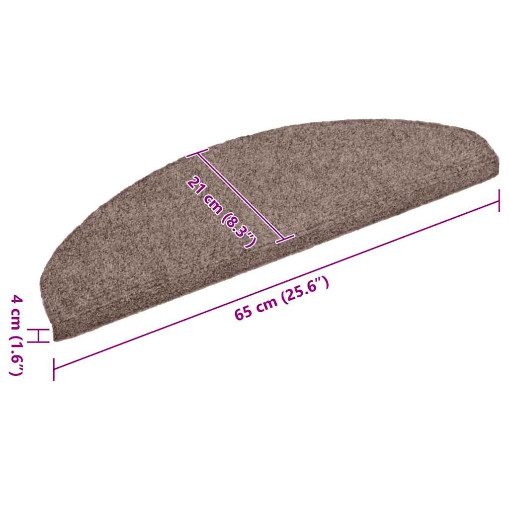Prostirke za stepenice, samoljepljive, 5 kom. 65x21x4 cm, svijetlosmeđe, poluokrugle, velike