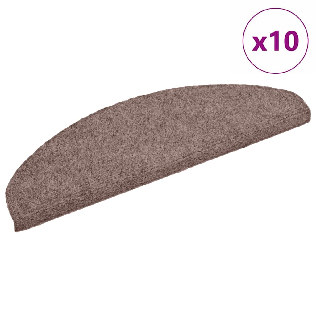 Prostirke za stepenice, samoljepljive, 10 kom. 65x21x4 cm, svijetlosmeđe, poluokrugle, velike