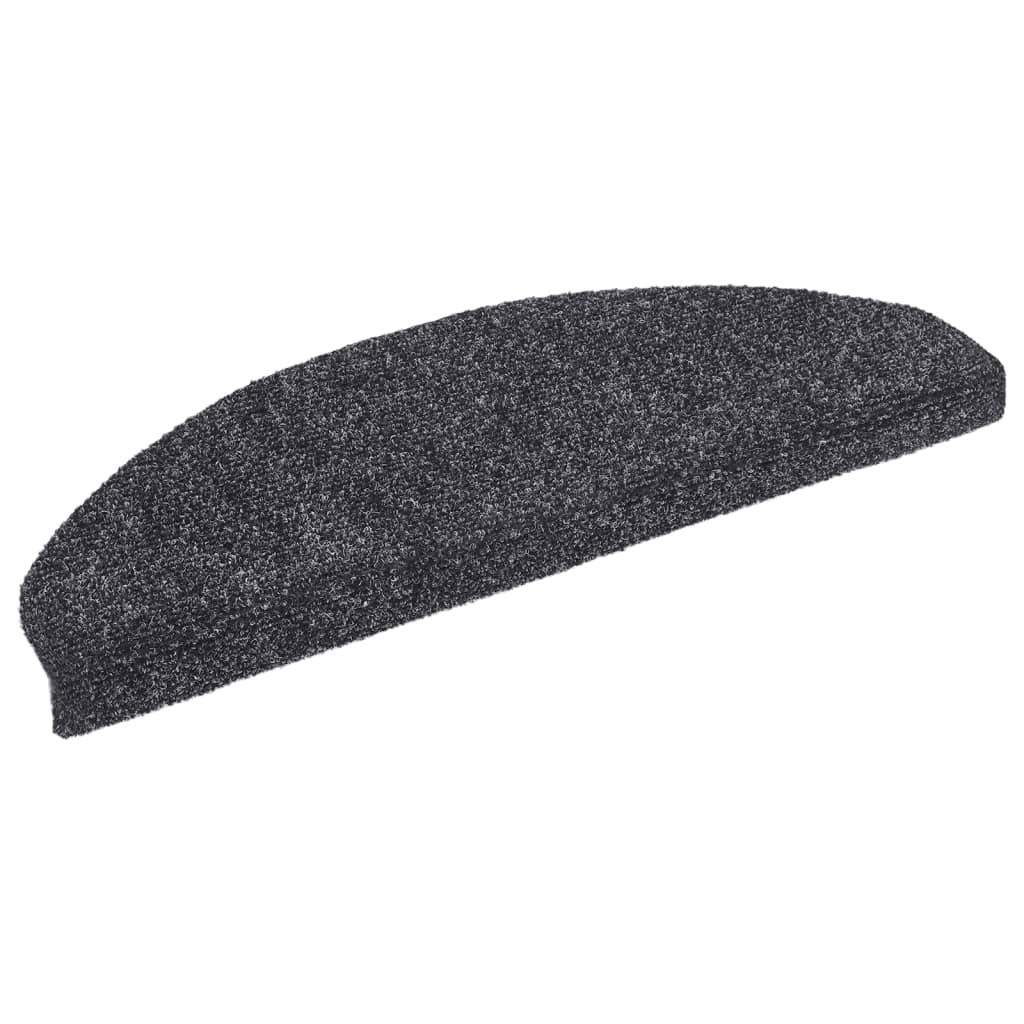 Prostirke za stepenice, samoljepljive, 10 kom., 65x21x4 cm, tamno sive, poluokrugle, velike