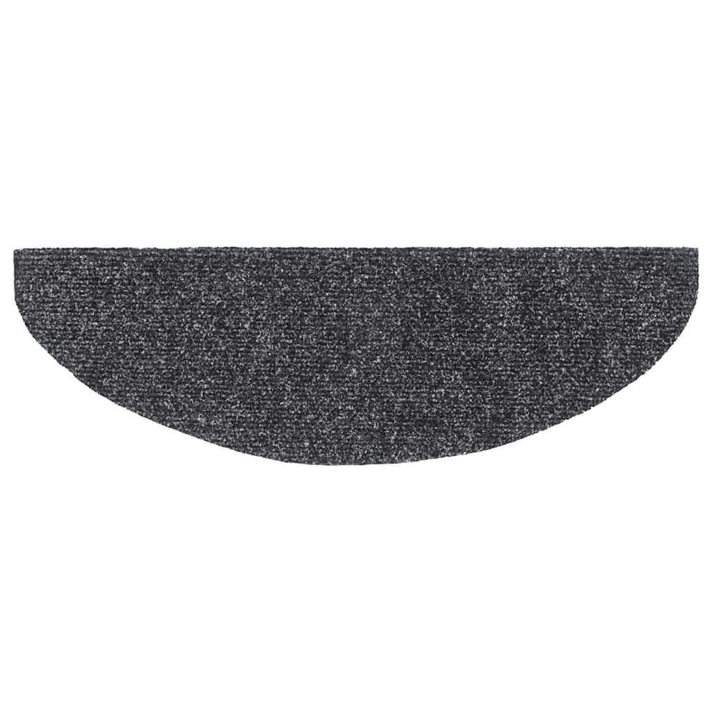 Prostirke za stepenice, samoljepljive, 10 kom., 65x21x4 cm, tamno sive, poluokrugle, velike