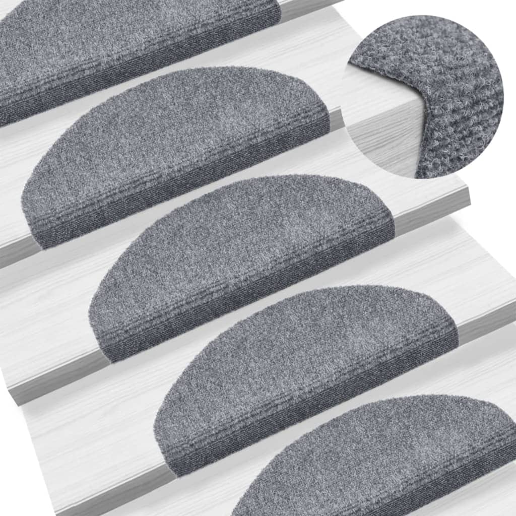 Prostirke za stepenice, samoljepljive, 5 kom, 65x21x4 cm, svijetlo sive, poluokrugle, velike