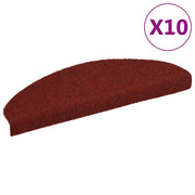 Prostirke za stepenice, samoljepljive, 10 kom, 65x21x4 cm, bordo crvene, poluokrugle, velike