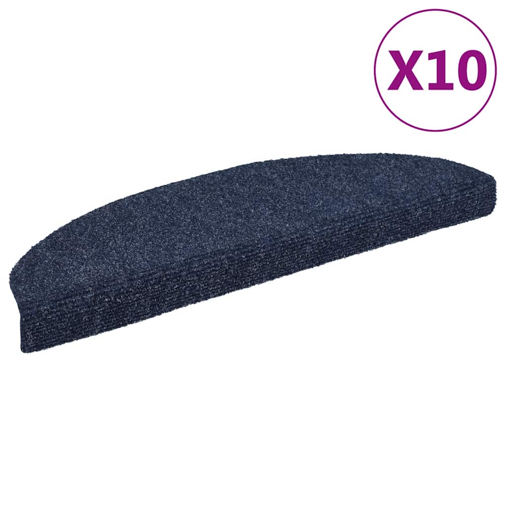 Prostirke za stepenice, samoljepljive, 10 kom, 65x21x4 cm, plave, poluokrugle, velike