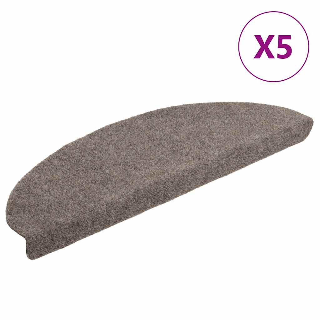 Prostirke za stepenice, samoljepljive, 5 kom, 65x21x4 cm, bež, poluokrugle, velike