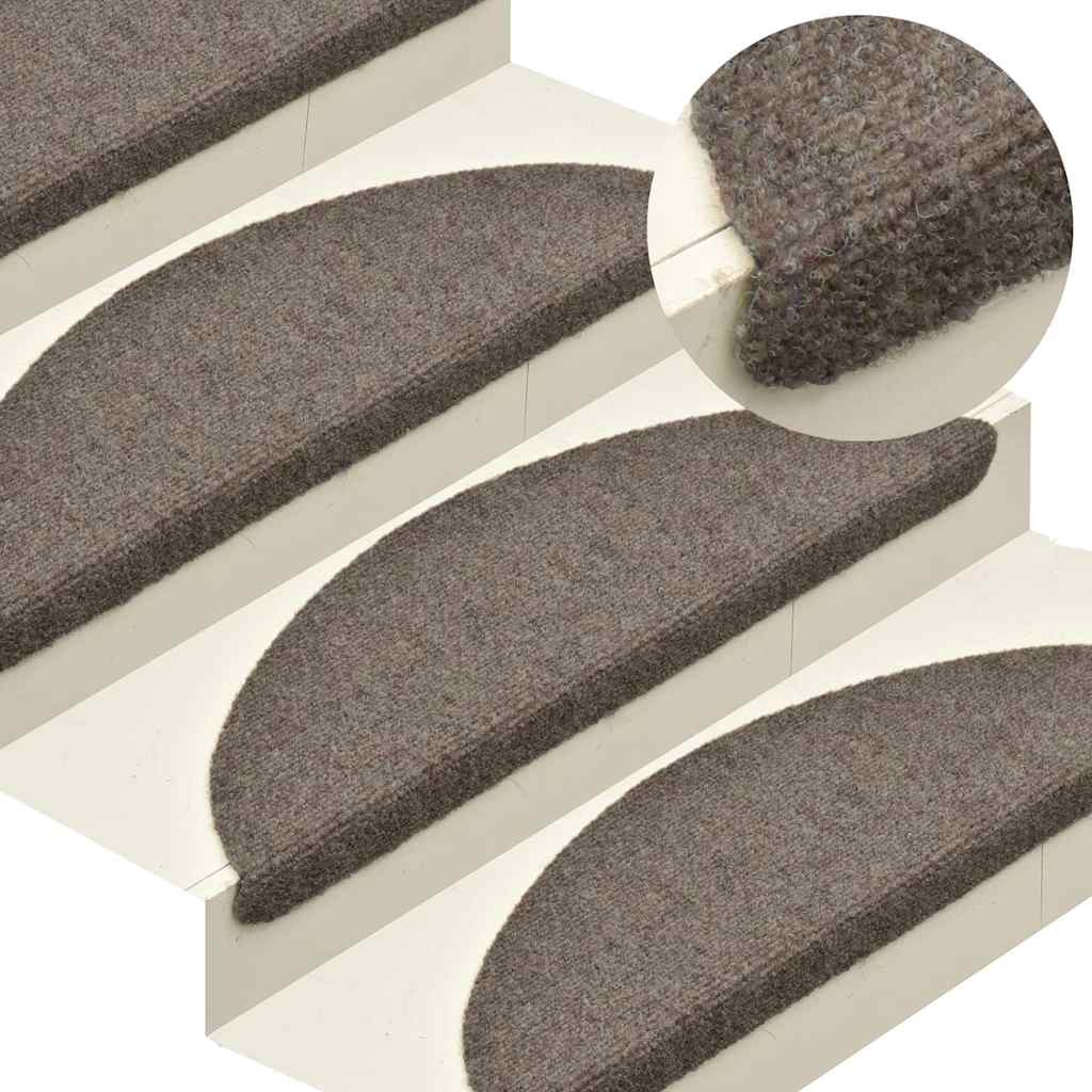 Prostirke za stepenice, samoljepljive, 5 kom, 65x21x4 cm, bež, poluokrugle, velike