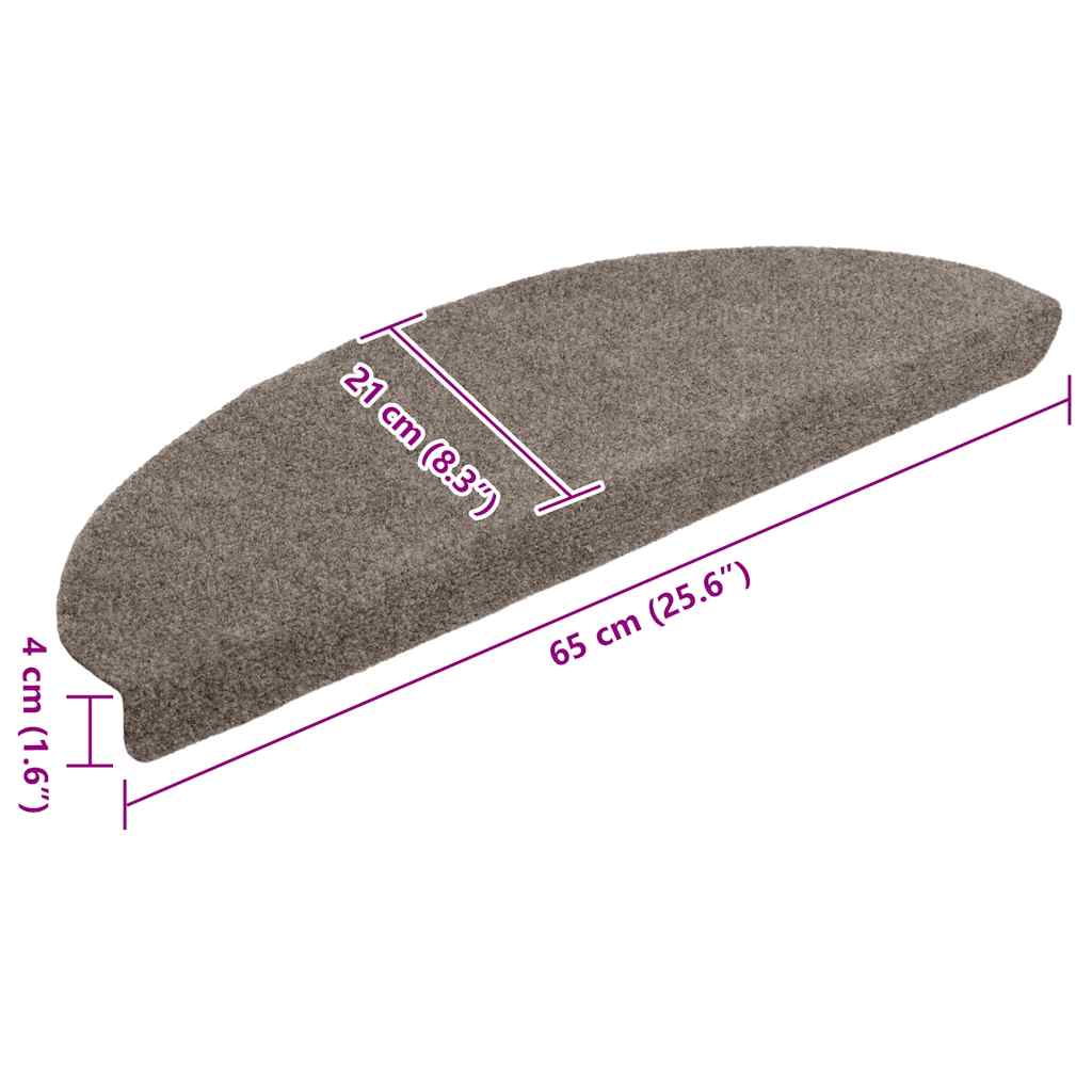Prostirke za stepenice, samoljepljive, 10 kom, 65x21x4 cm, bež, poluokrugle, velike