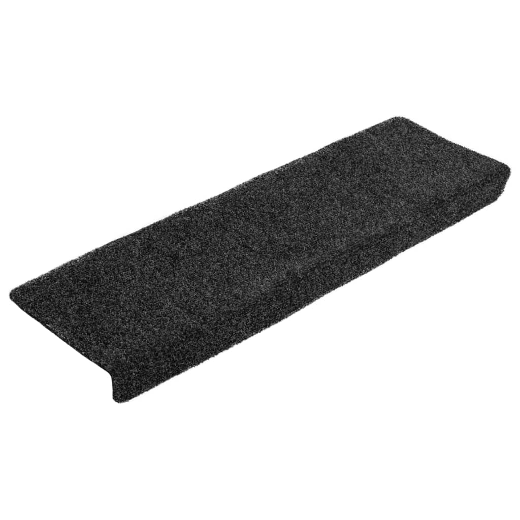Prostirke za stepenice samoljepljive 10 kom 65x21x4 cm tamnosive pravokutne rubove