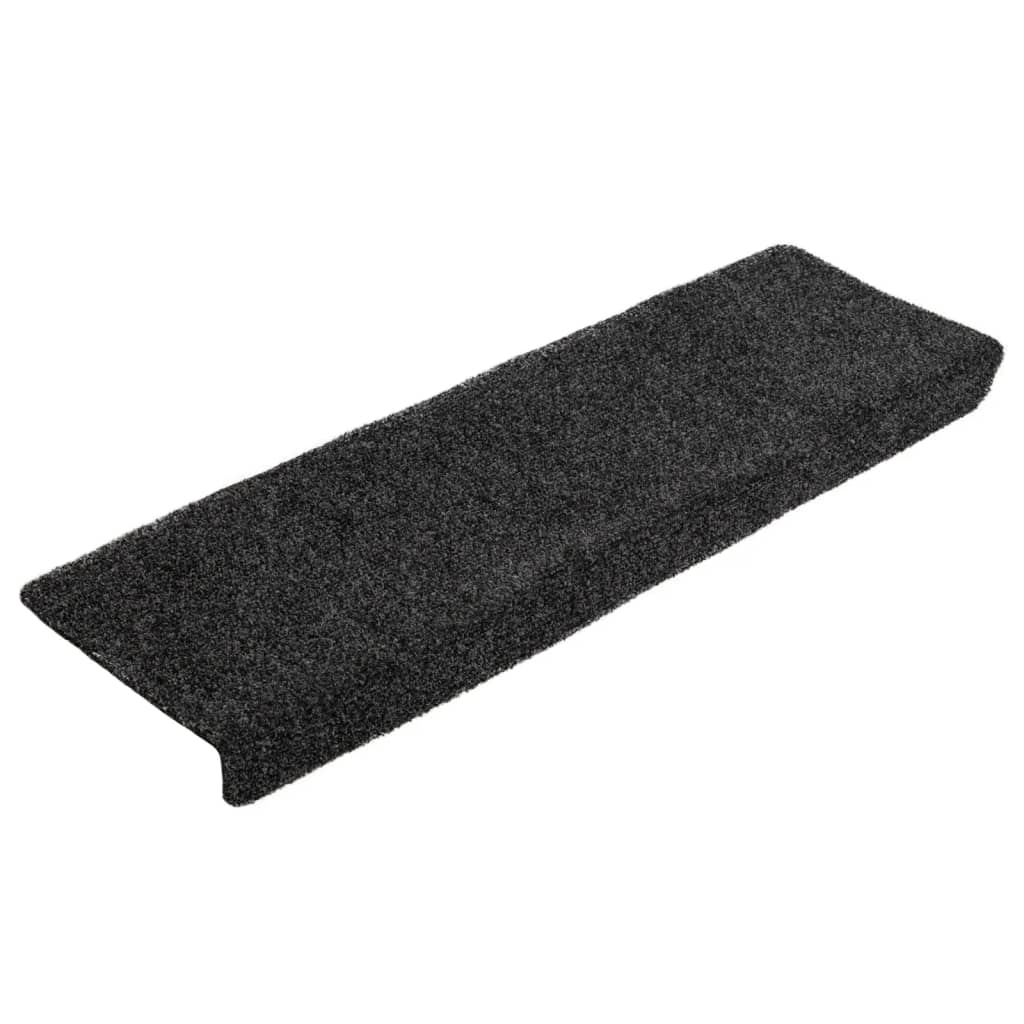 Prostirke za stepenice samoljepljive 10 kom 65x21x4 cm crne pravokutne rubove