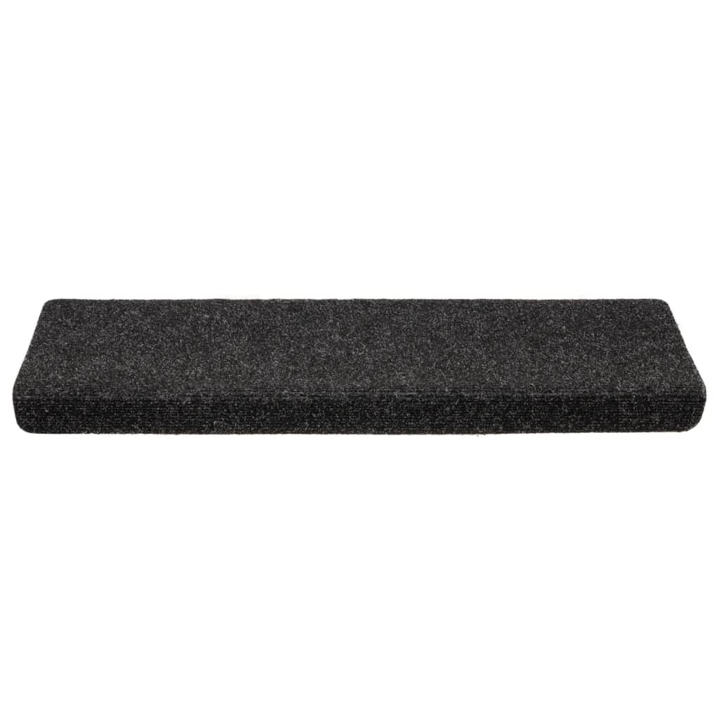 Prostirke za stepenice samoljepljive 10 kom 65x21x4 cm crne pravokutne rubove