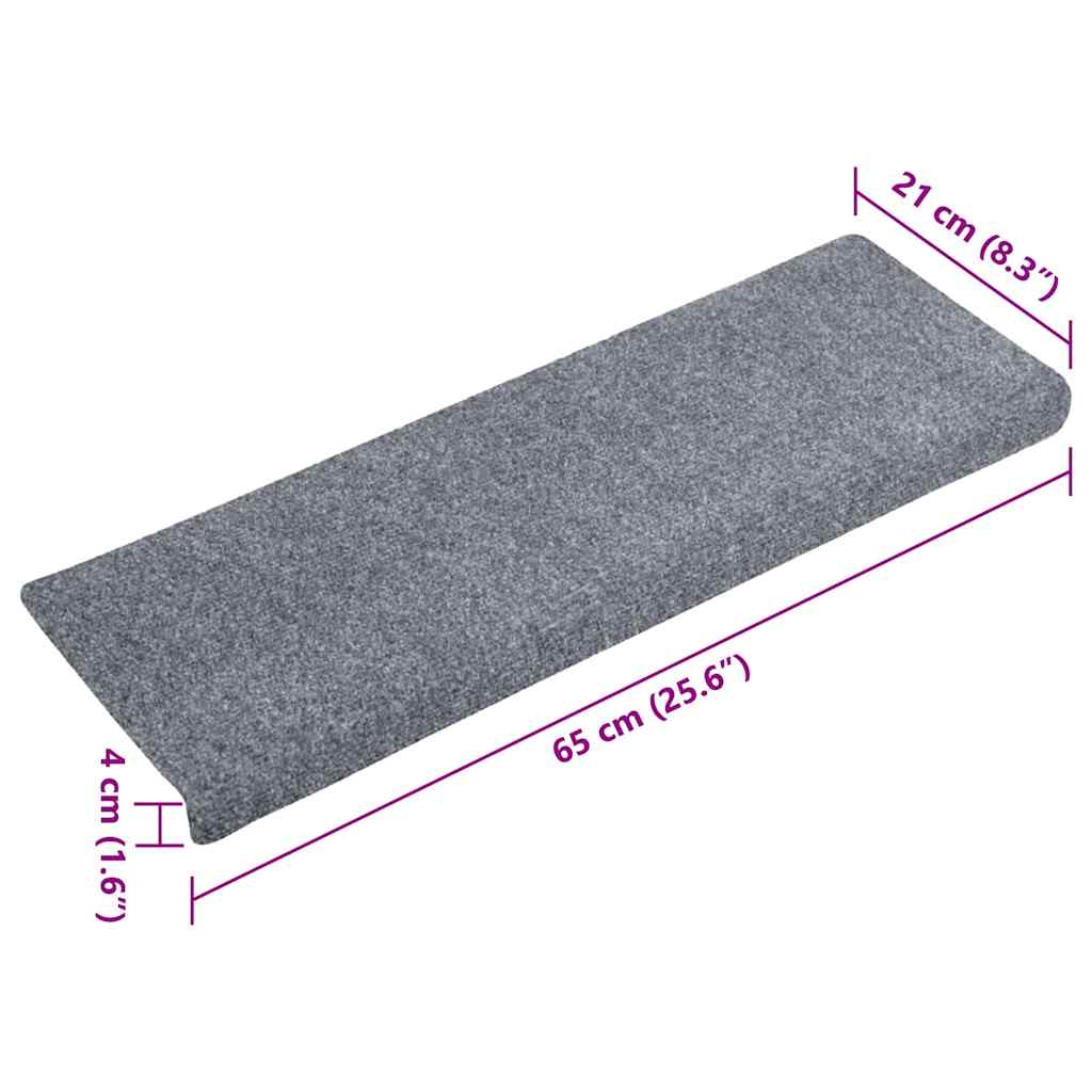 Prostirke za stepenice samoljepljive 10 kom 65x21x4 cm svijetlo sive pravokutne rubove