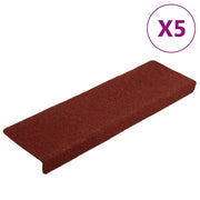 Prostirke za stepenice, samoljepljive, 5 kom, 65x21x4 cm, bordo crvene, pravokutni rub