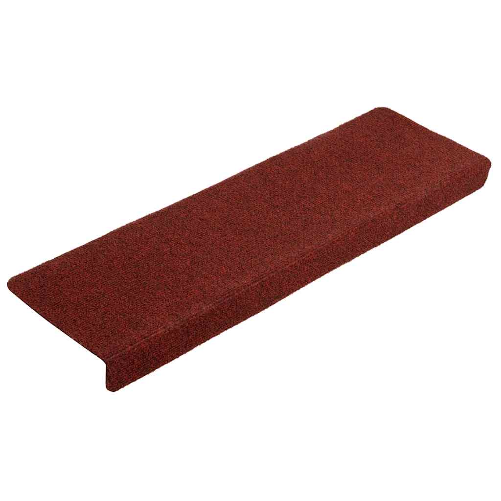 Prostirke za stepenice, samoljepljive, 5 kom, 65x21x4 cm, bordo crvene, pravokutni rub