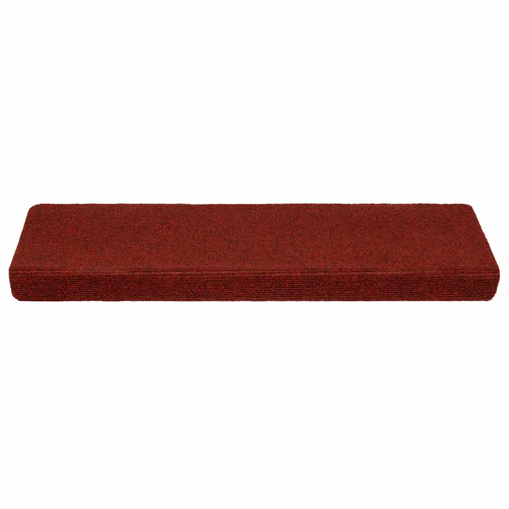 Prostirke za stepenice, samoljepljive, 10 kom, 65x21x4 cm, bordo crvene, pravokutni rub