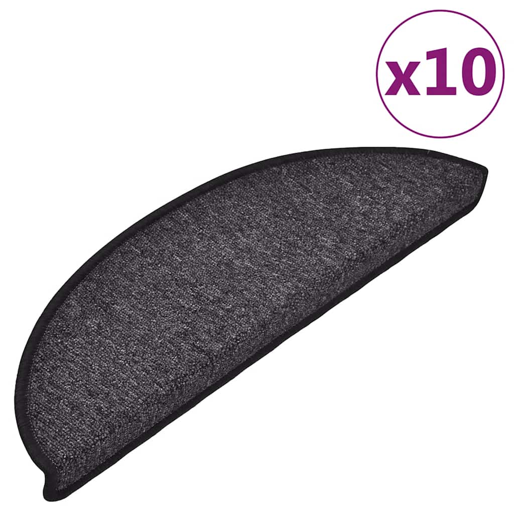 Prostirke za stepenice 10 kom 56x17x3 cm antracit poluokrugle