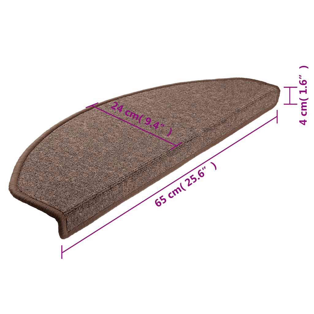 Prostirke za stepenice 10 kom 65x24x4 cm boje kave, poluokrugle, velike