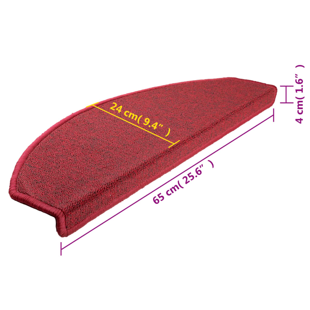 Prostirke za stepenice 10 kom 65x24x4 cm crvene poluokrugle velike
